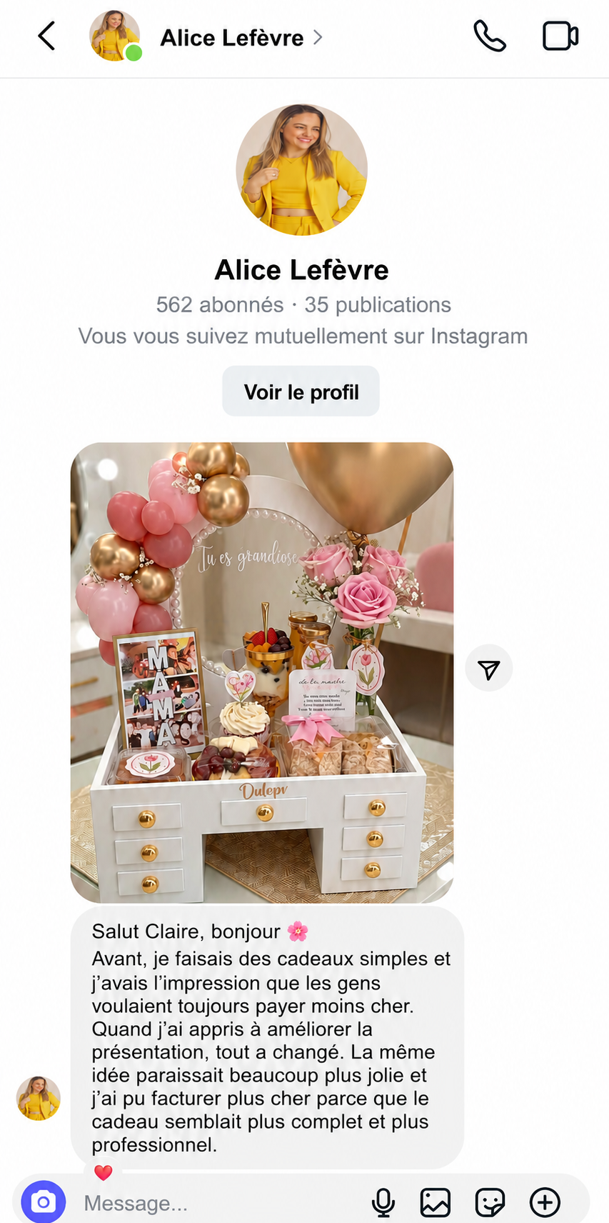 Témoignage cliente